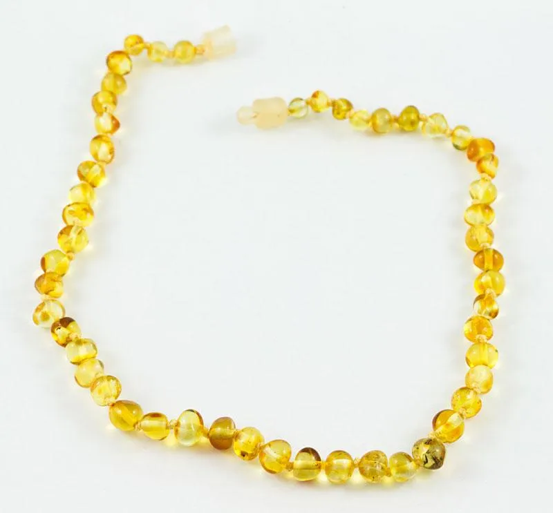 100% Certified Baltic Amber Baby Necklace Polished Honey