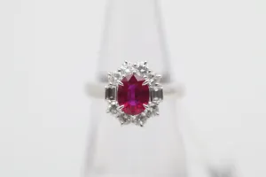 1.17 Carat Burmese Ruby Diamond Platinum Ring, GIA Certified