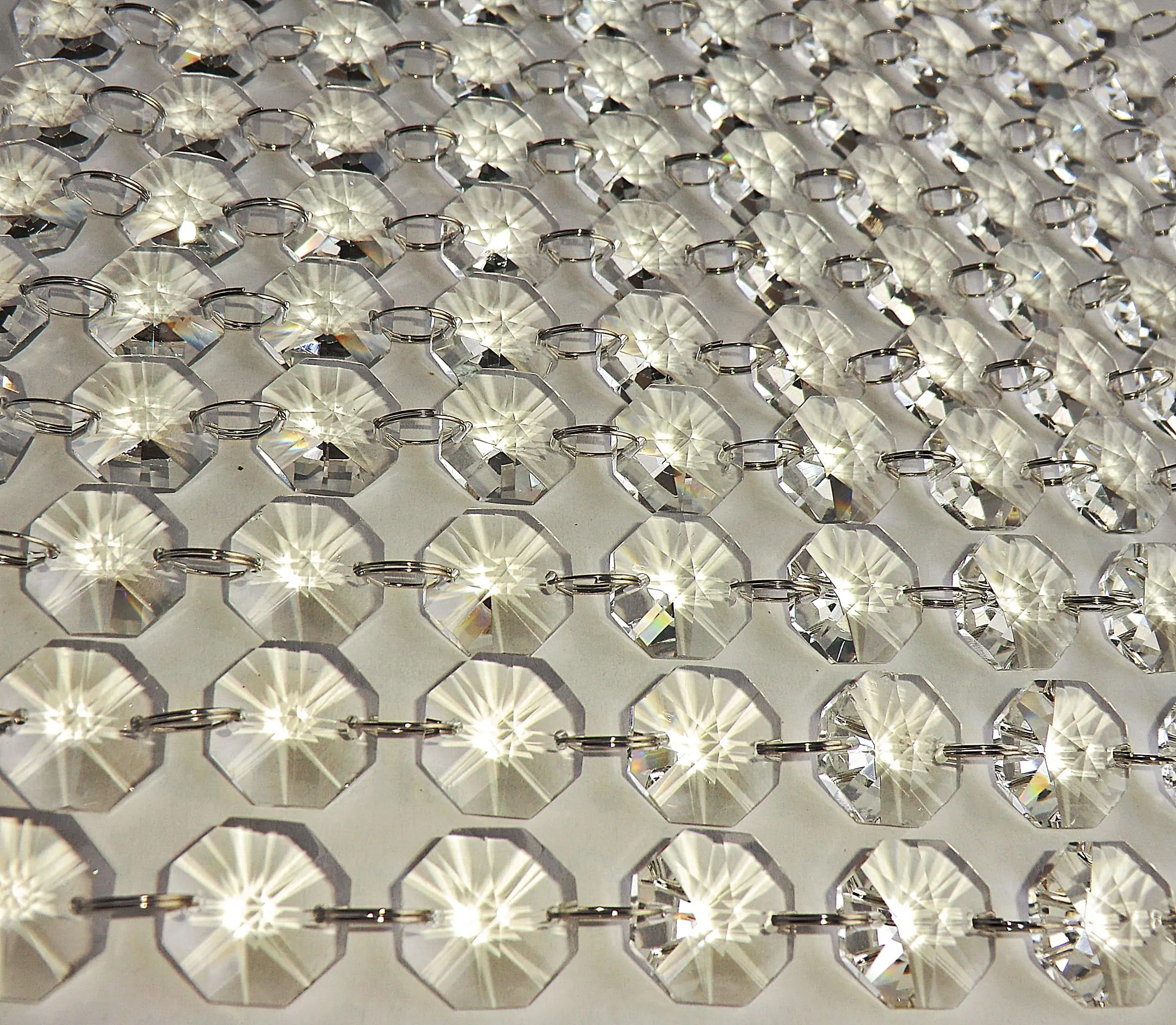 12 Strands Clear 18mm Octagon Chandelier Drops Glass Crystals 2.6m Garland Beads Droplets colourless