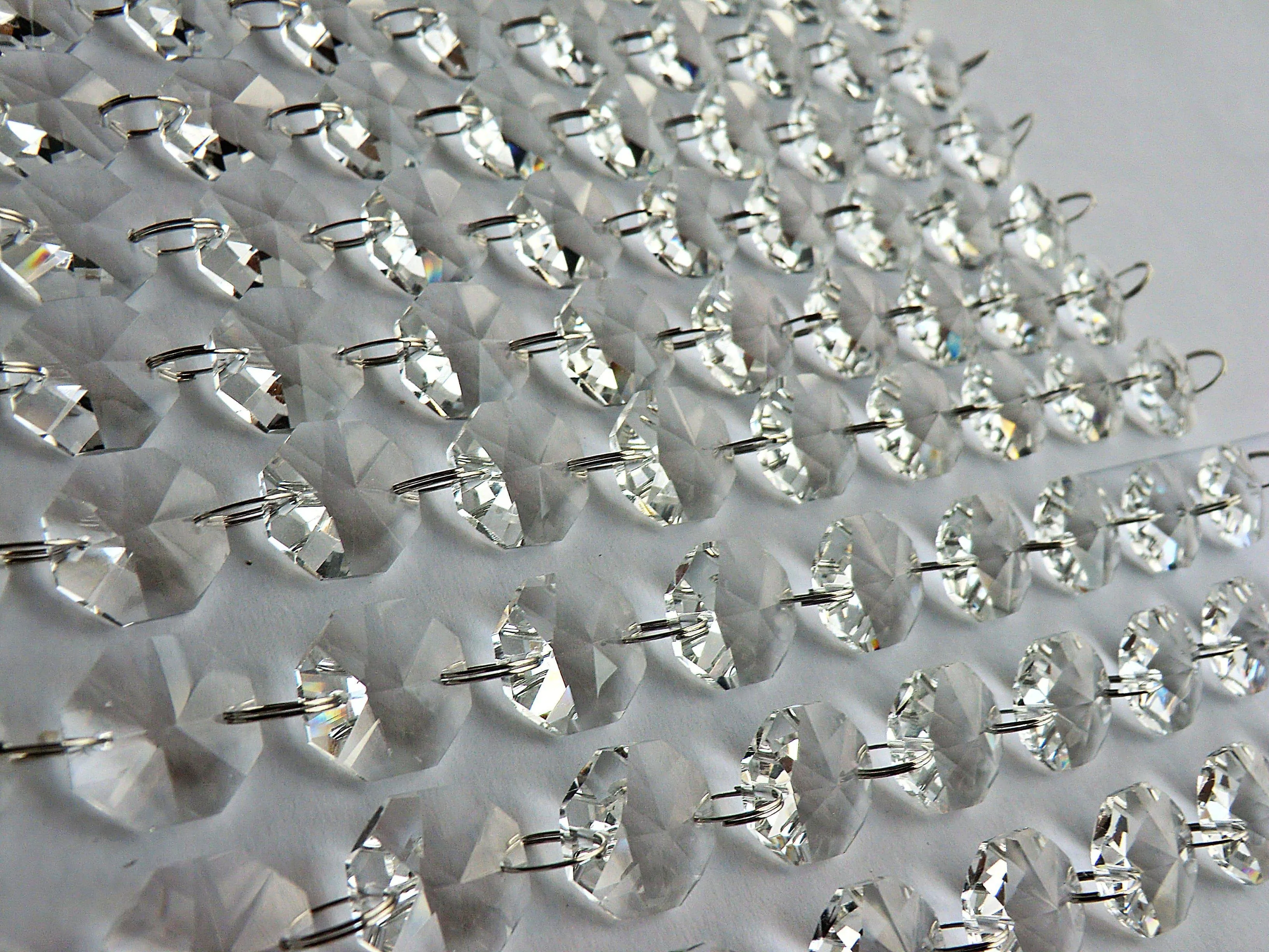 12 Strands Clear 18mm Octagon Chandelier Drops Glass Crystals 2.6m Garland Beads Droplets colourless
