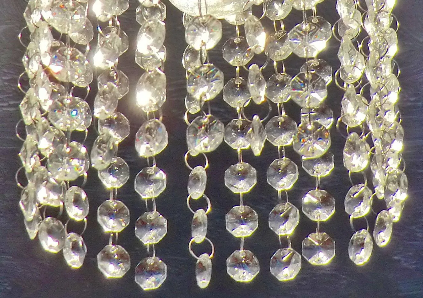 12 Strands Clear 18mm Octagon Chandelier Drops Glass Crystals 2.6m Garland Beads Droplets colourless