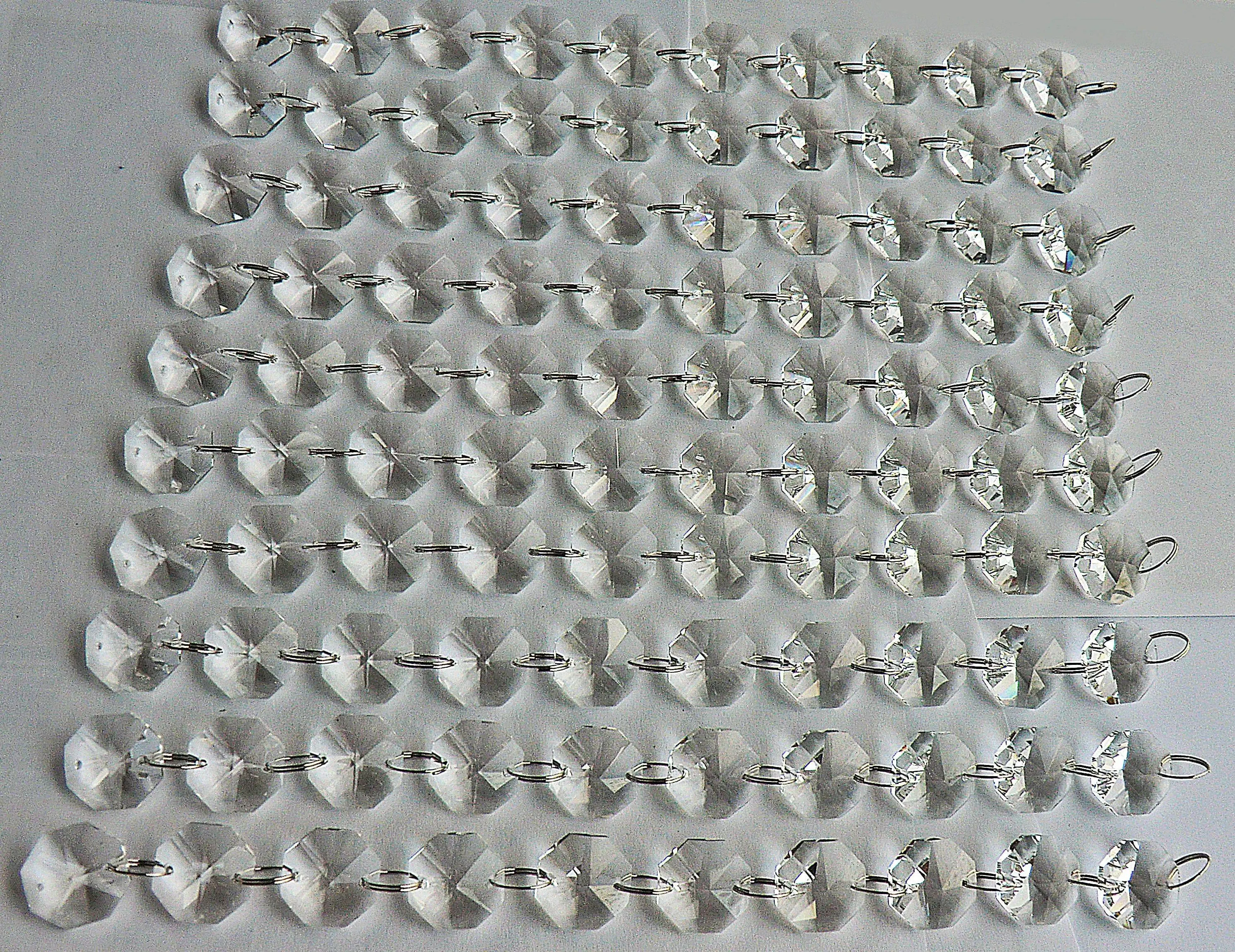 12 Strands Clear 18mm Octagon Chandelier Drops Glass Crystals 2.6m Garland Beads Droplets colourless