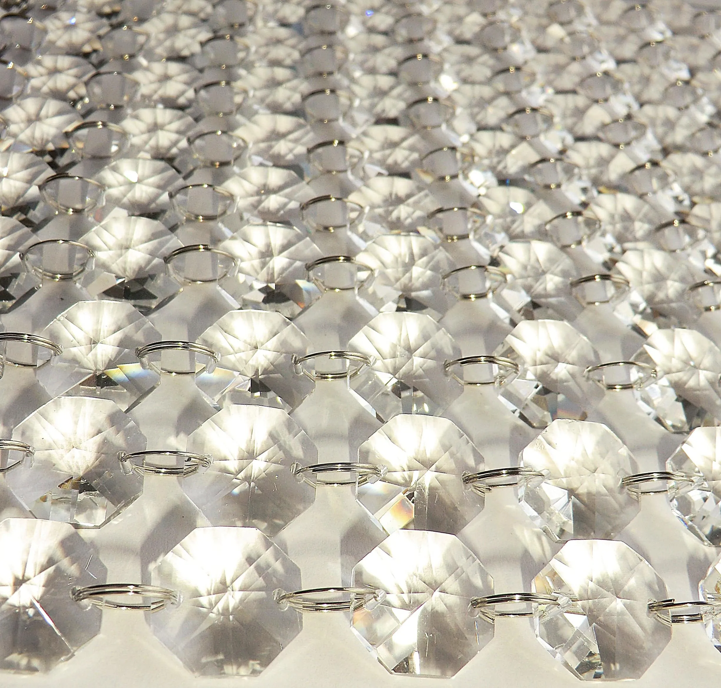 12 Strands Clear 18mm Octagon Chandelier Drops Glass Crystals 2.6m Garland Beads Droplets colourless