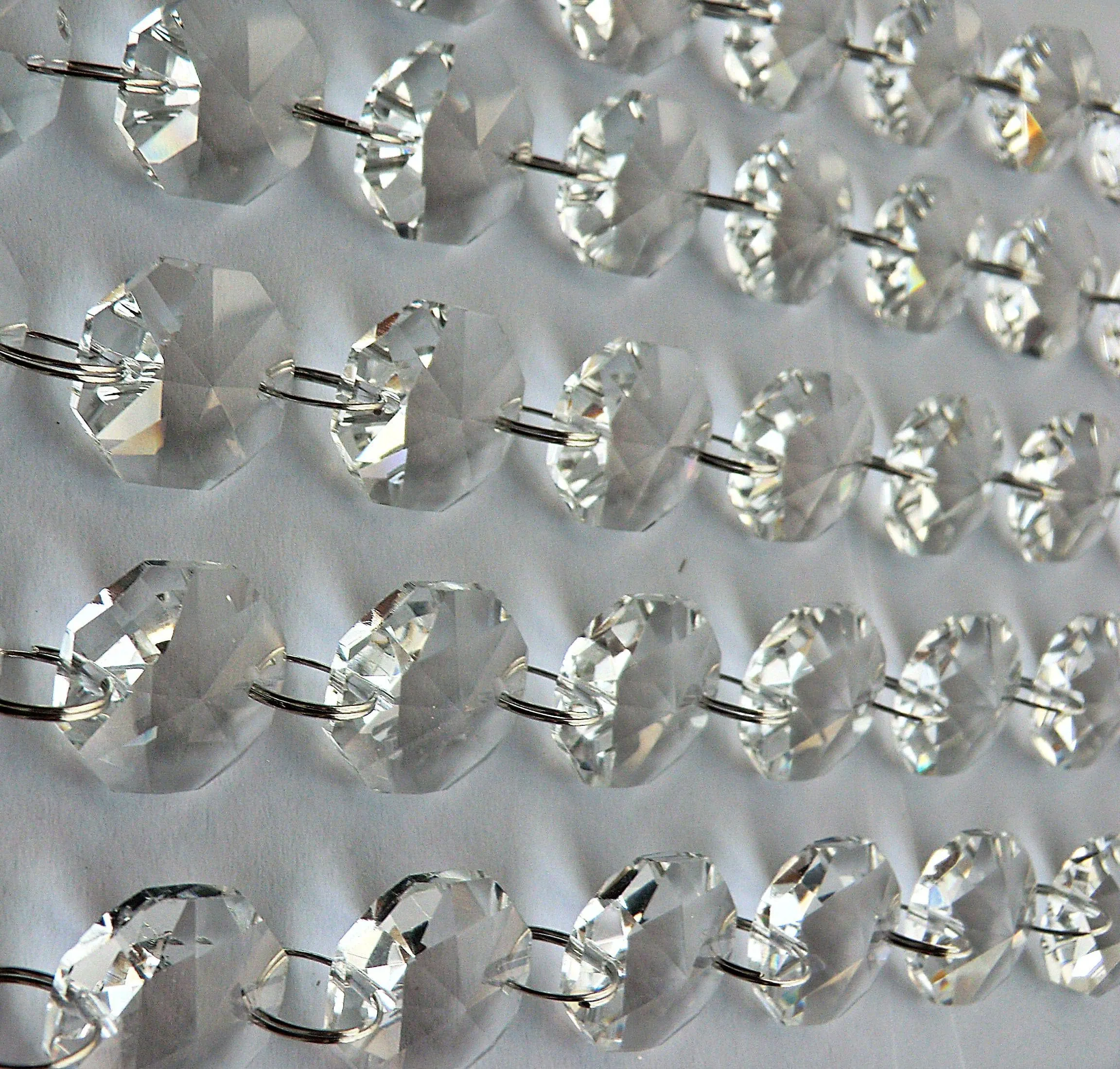 12 Strands Clear 18mm Octagon Chandelier Drops Glass Crystals 2.6m Garland Beads Droplets colourless