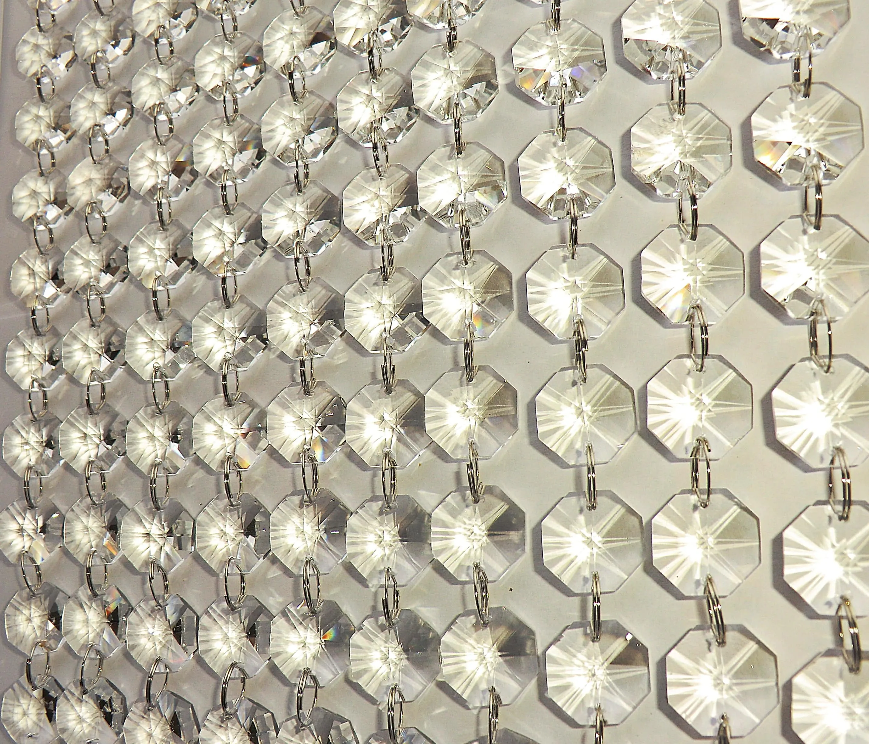 12 Strands Clear 18mm Octagon Chandelier Drops Glass Crystals 2.6m Garland Beads Droplets colourless