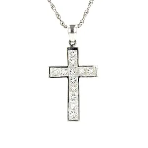 1.20-Carat Princess Cut Diamond Cross Pendant