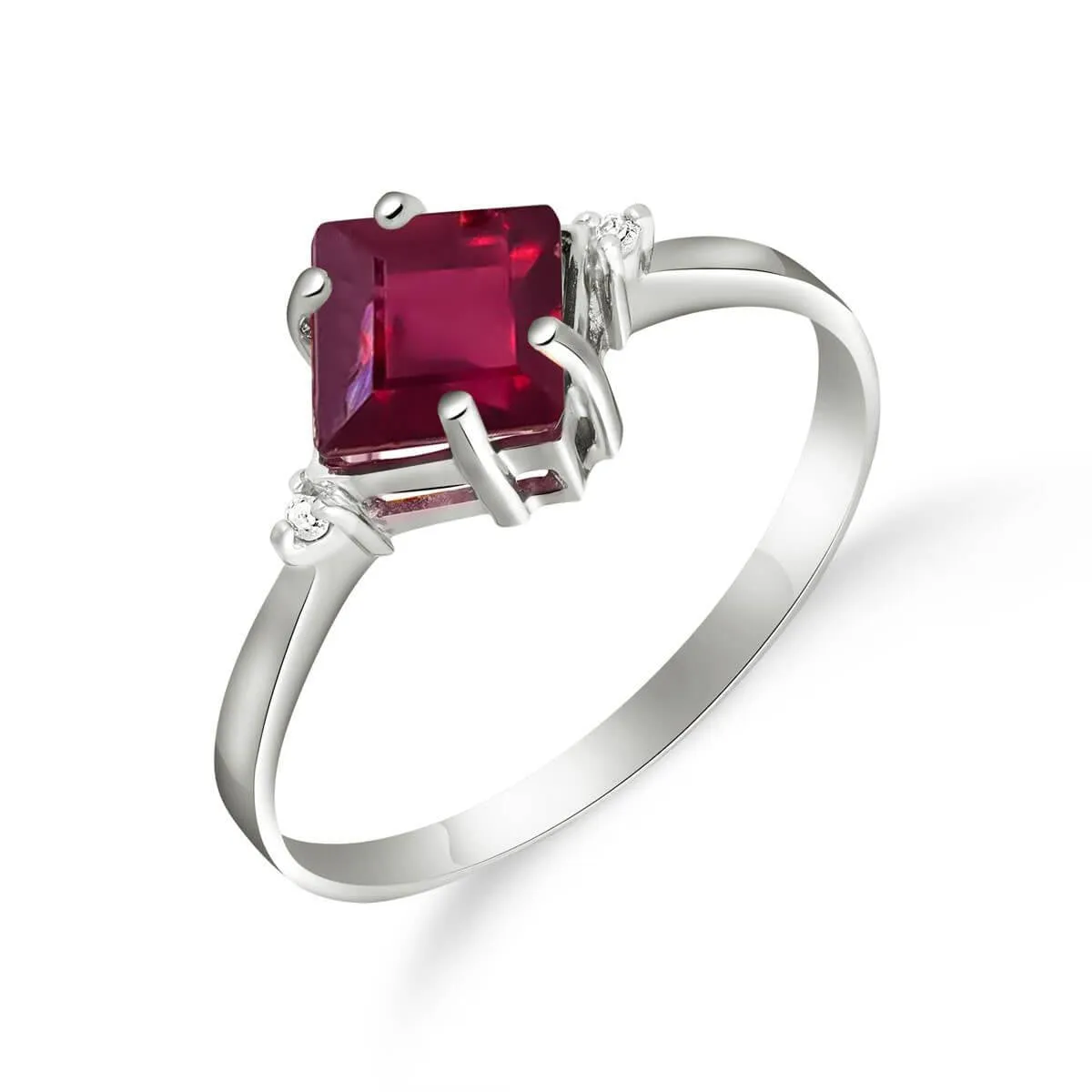 1.46 Carat 14K Solid White Gold Discover The Way Ruby Diamond Ring