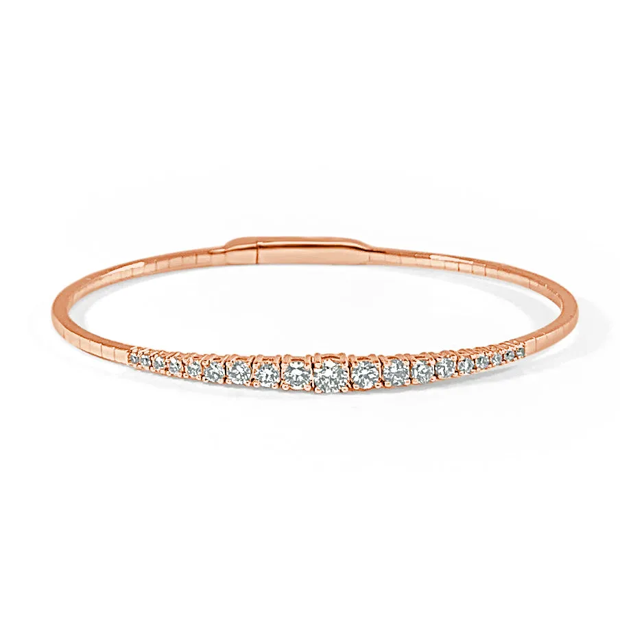 14k Gold & Diamond Flexible Bangle - 0.95ct