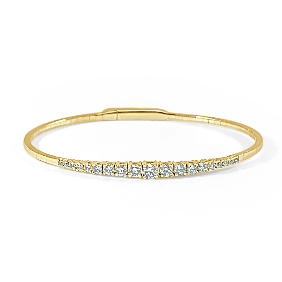 14k Gold & Diamond Flexible Bangle - 0.95ct