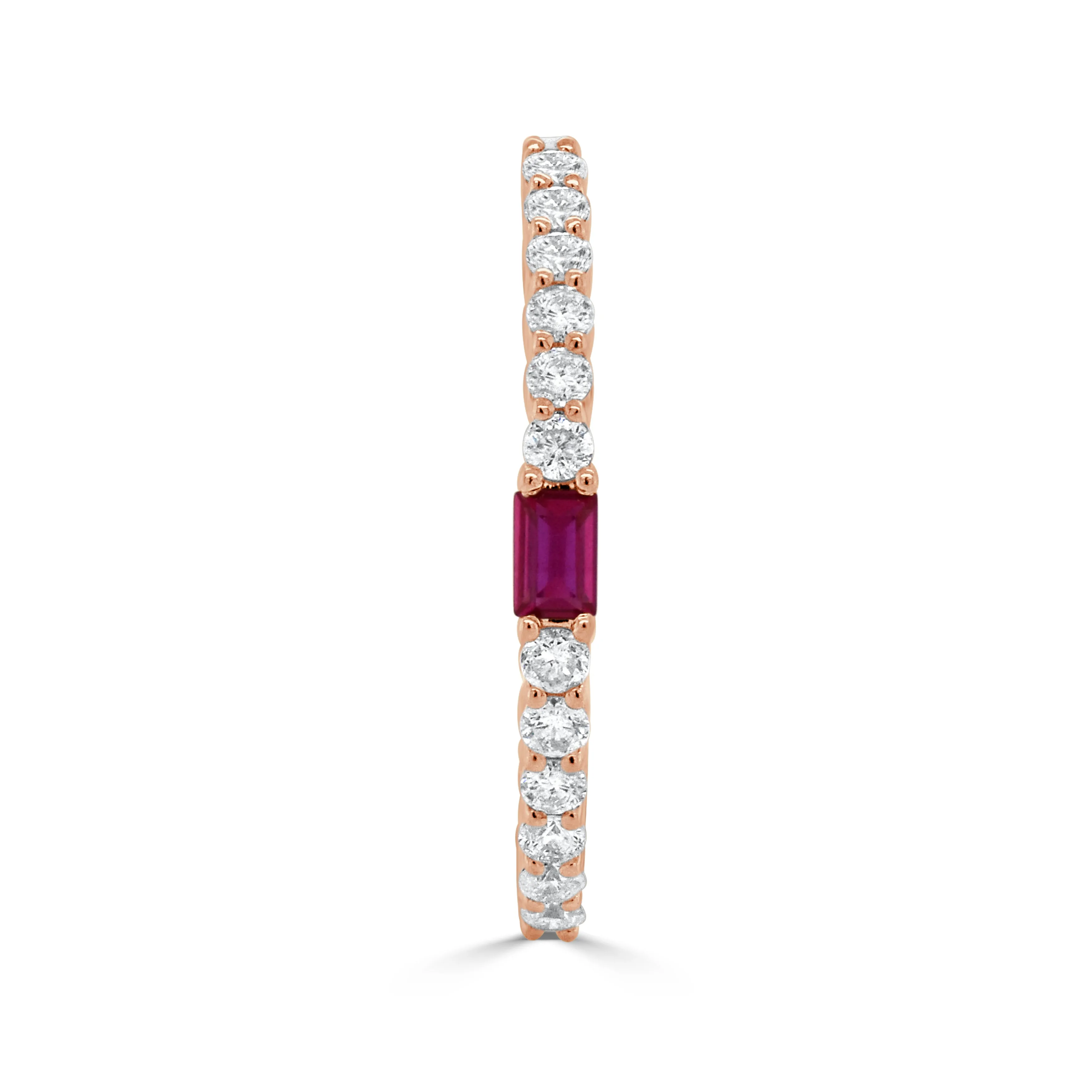 14K Gold Diamond Ruby Baguette Ring