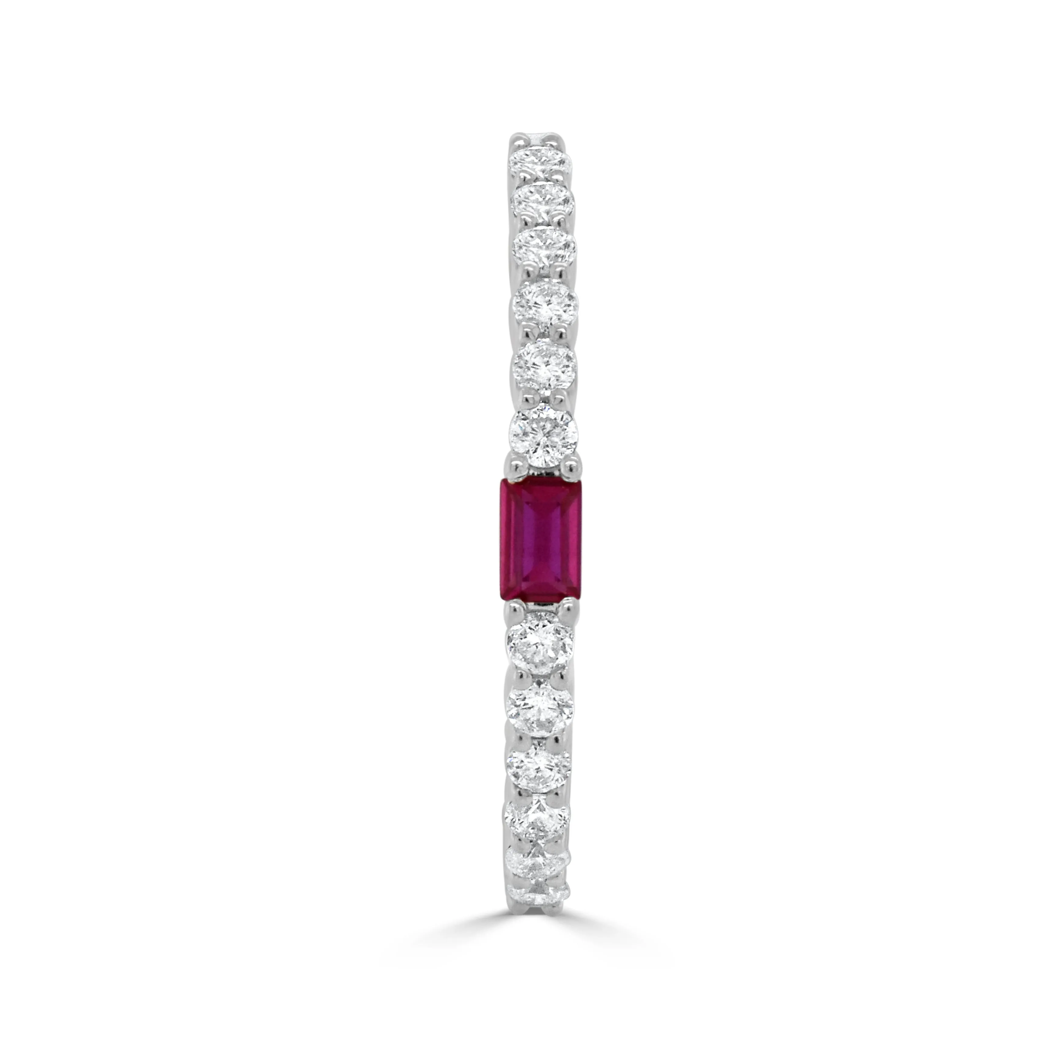 14K Gold Diamond Ruby Baguette Ring