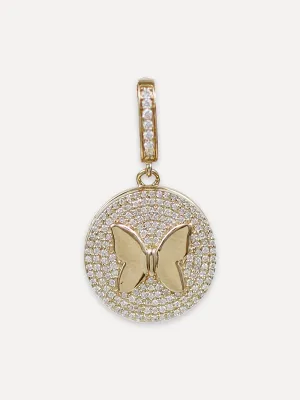 14K Gold Pave Diamond Butterfly Locket