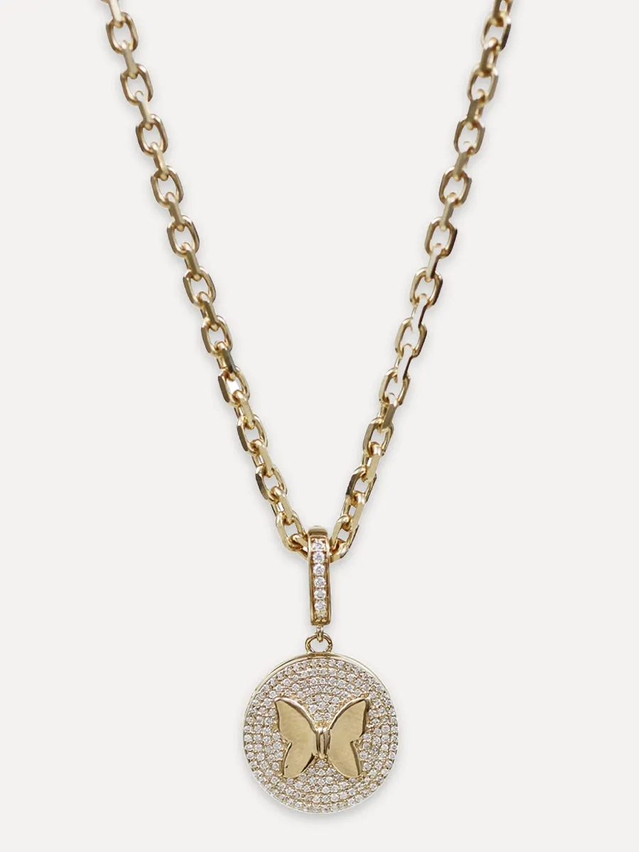 14K Gold Pave Diamond Butterfly Locket