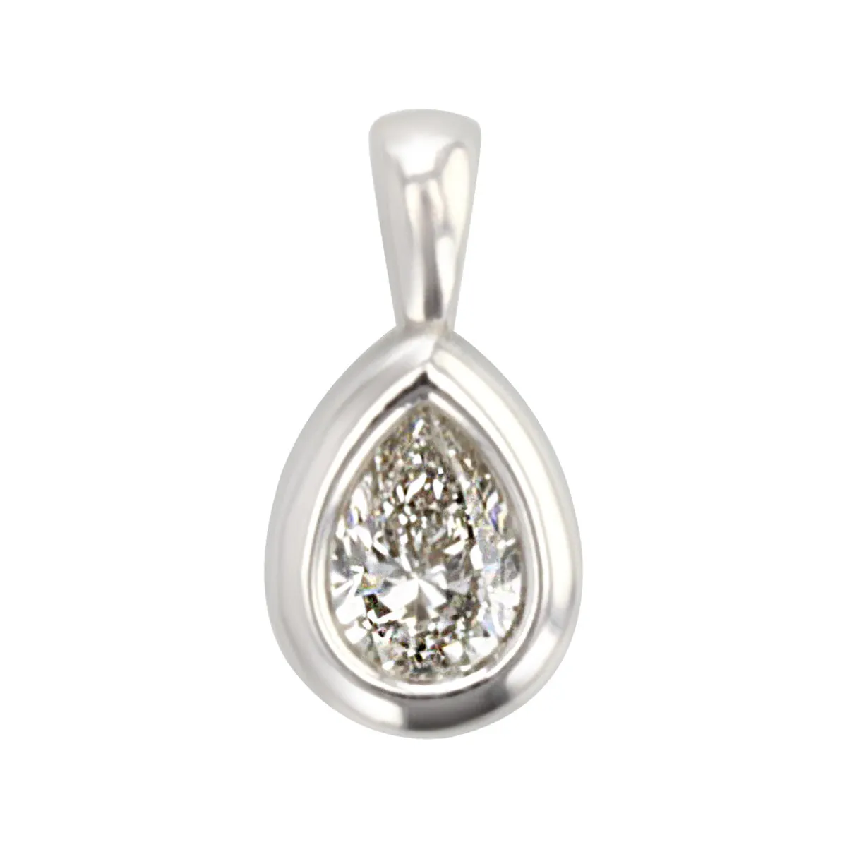 14K Gold Pear-Shaped Diamond Solitaire Pendant