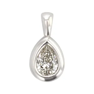 14K Gold Pear-Shaped Diamond Solitaire Pendant