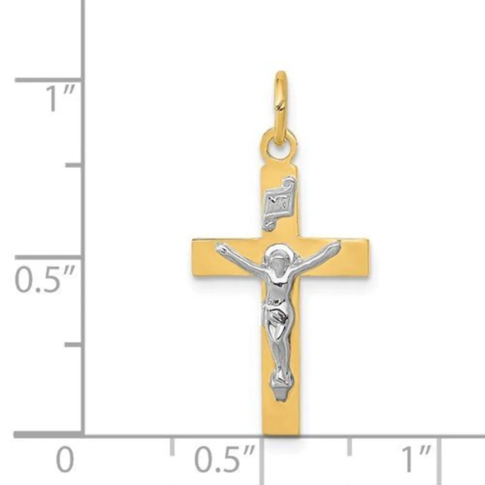 14K TT Gold Solid Crucifix 0.7grms