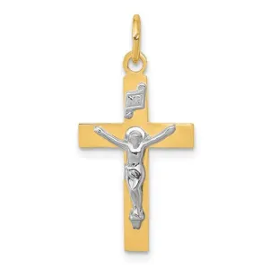 14K TT Gold Solid Crucifix 0.7grms