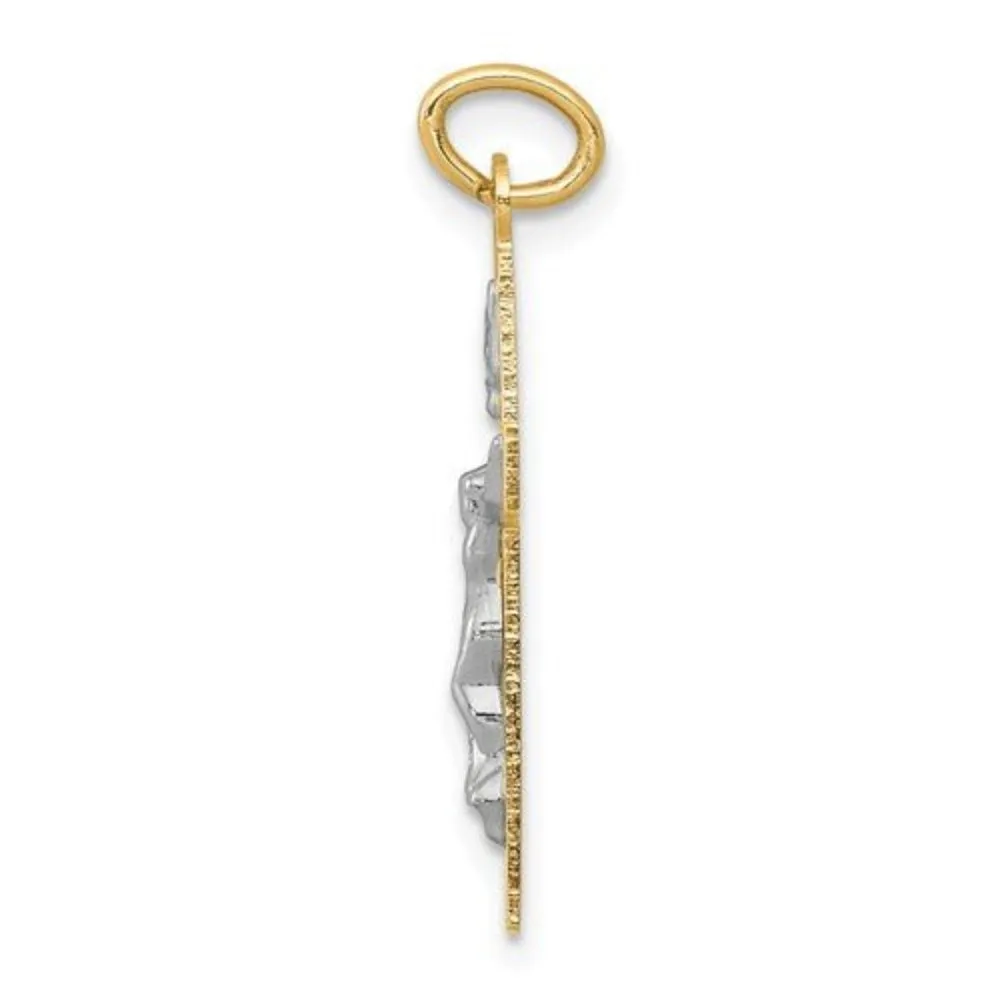 14K TT Gold Solid Crucifix 0.7grms