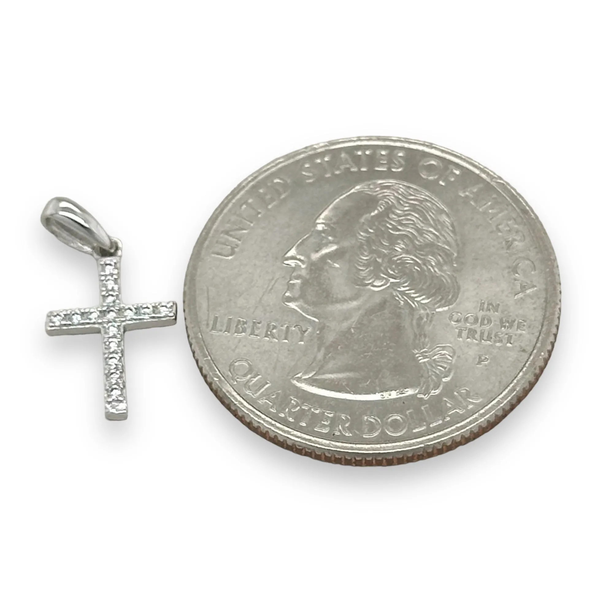 14K W Gold 0.08ctw G/SI1 Small Diamond Cross