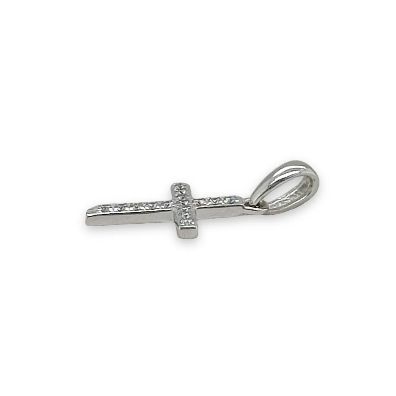 14K W Gold 0.08ctw G/SI1 Small Diamond Cross
