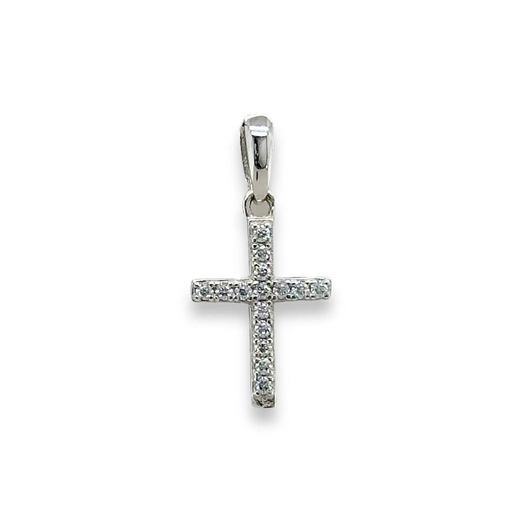 14K W Gold 0.08ctw G/SI1 Small Diamond Cross