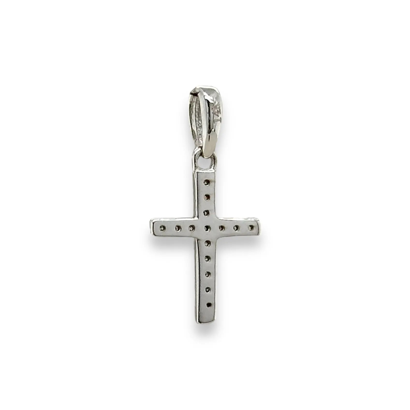 14K W Gold 0.08ctw G/SI1 Small Diamond Cross