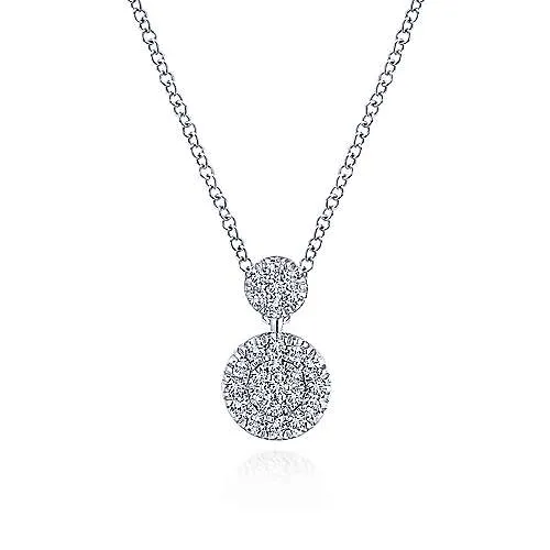 14K W Gold 0.25cttw Double Circle Diamond Pendant