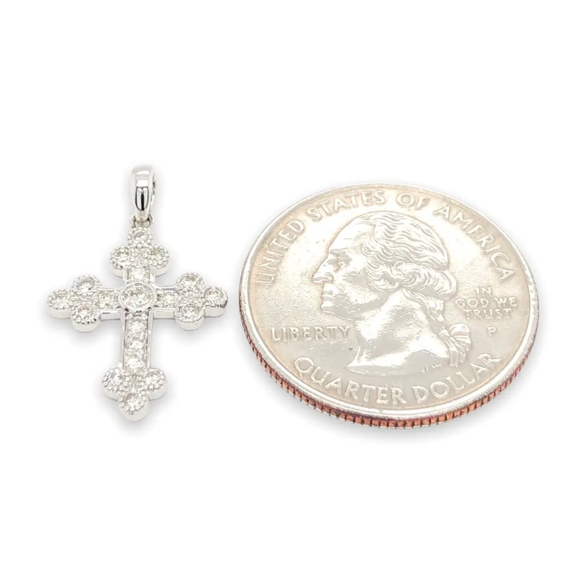 14K W Gold 0.40cttw H-I/SI1-2 Diamond Cross