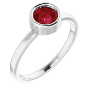 14K White 5.5 mm Natural Ruby Ring