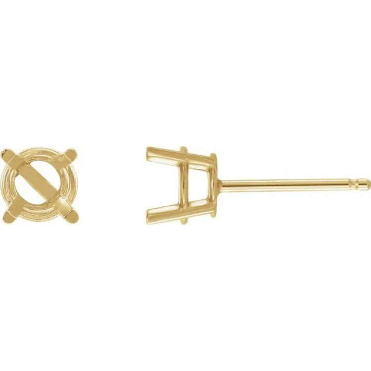 14K Yellow 5 mm Natural White Sapphire Stud Earrings