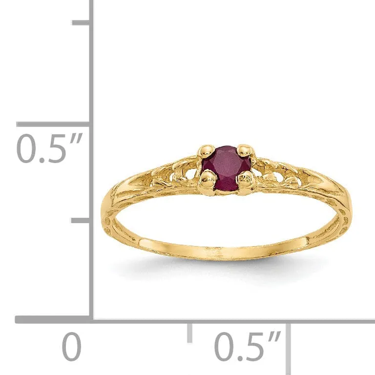 14k Yellow Gold Ruby Birthstone Baby Ring
