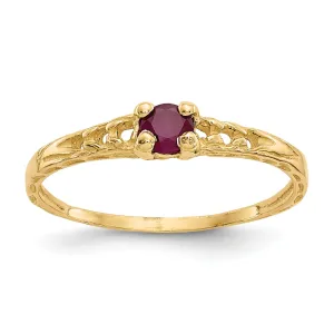 14k Yellow Gold Ruby Birthstone Baby Ring