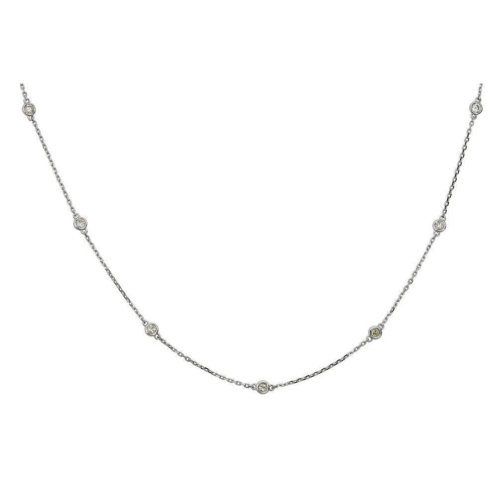 14KT 0.75CT ROUND DIAMONDS BY THE YARD NECKLACE 18"-2 COLORS
