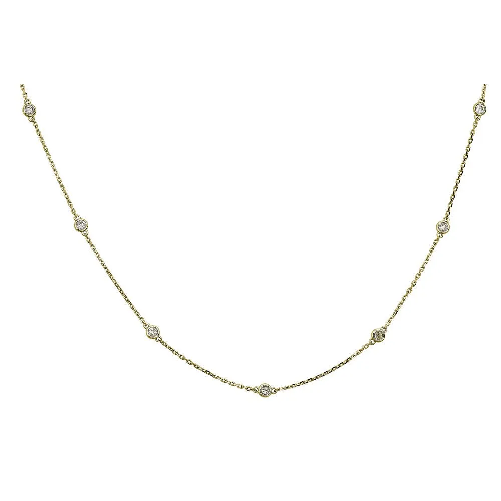 14KT 0.75CT ROUND DIAMONDS BY THE YARD NECKLACE 18"-2 COLORS