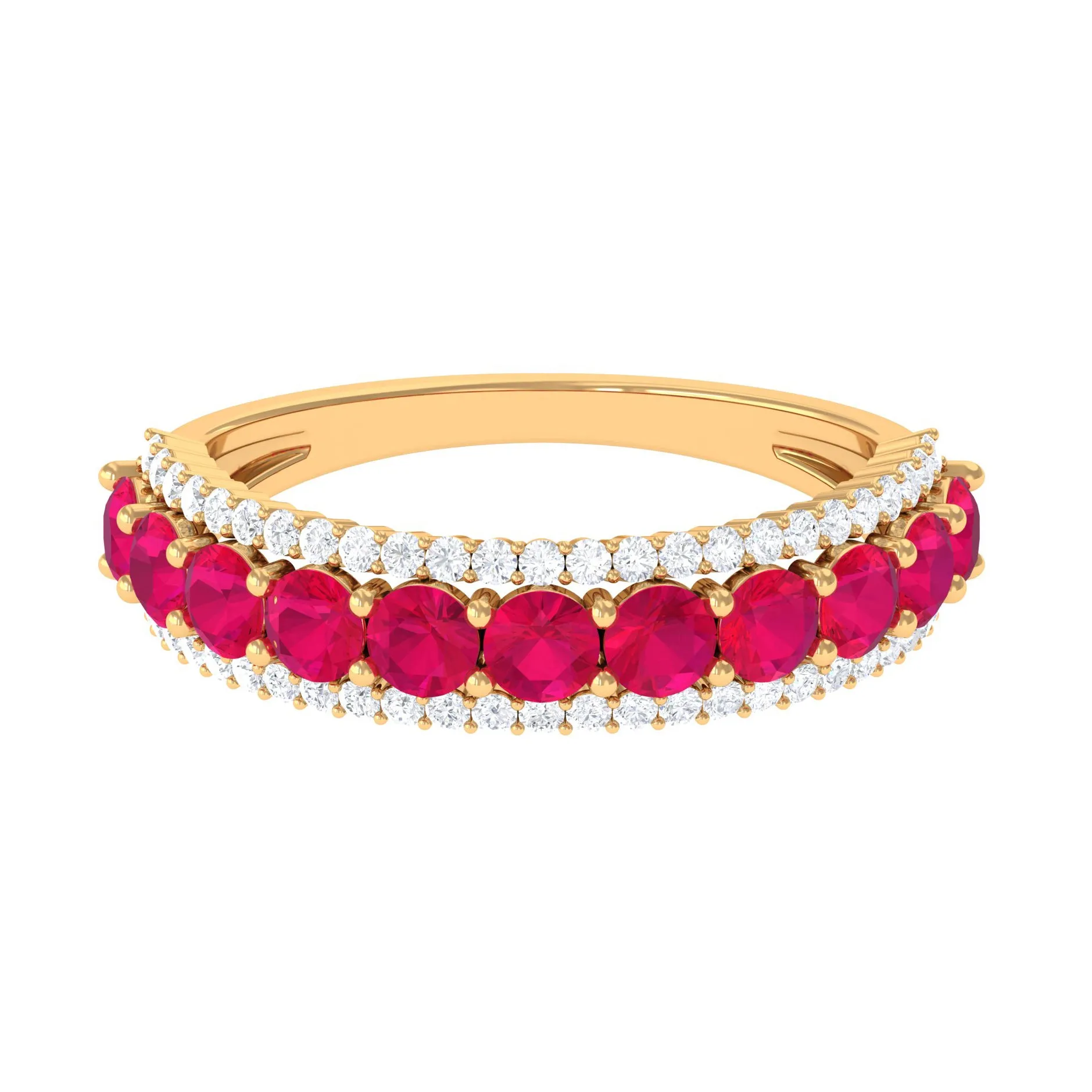 1.50 CT Ruby and Diamond Semi Eternity Ring