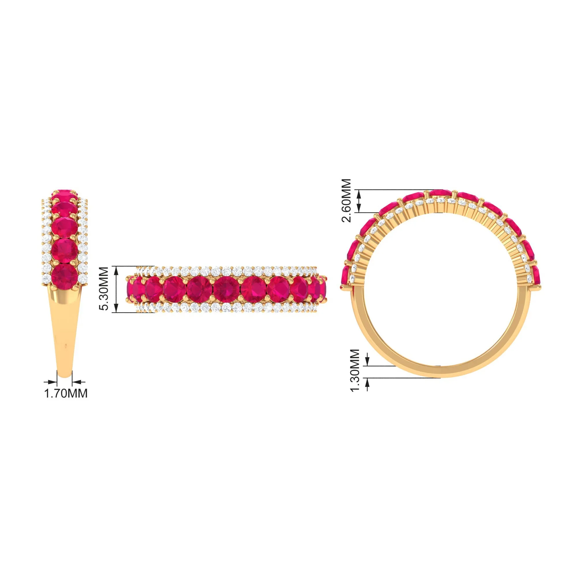 1.50 CT Ruby and Diamond Semi Eternity Ring