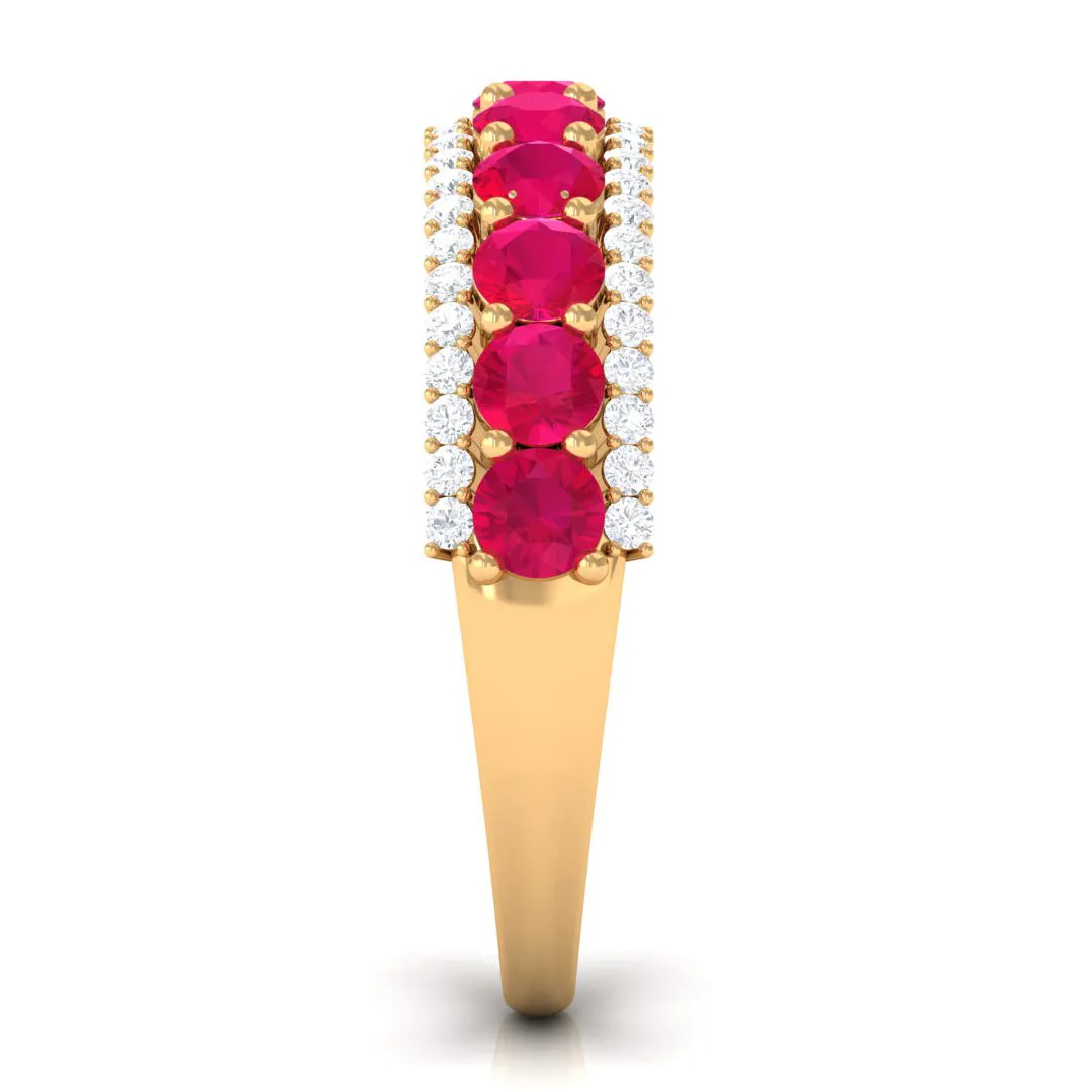 1.50 CT Ruby and Diamond Semi Eternity Ring