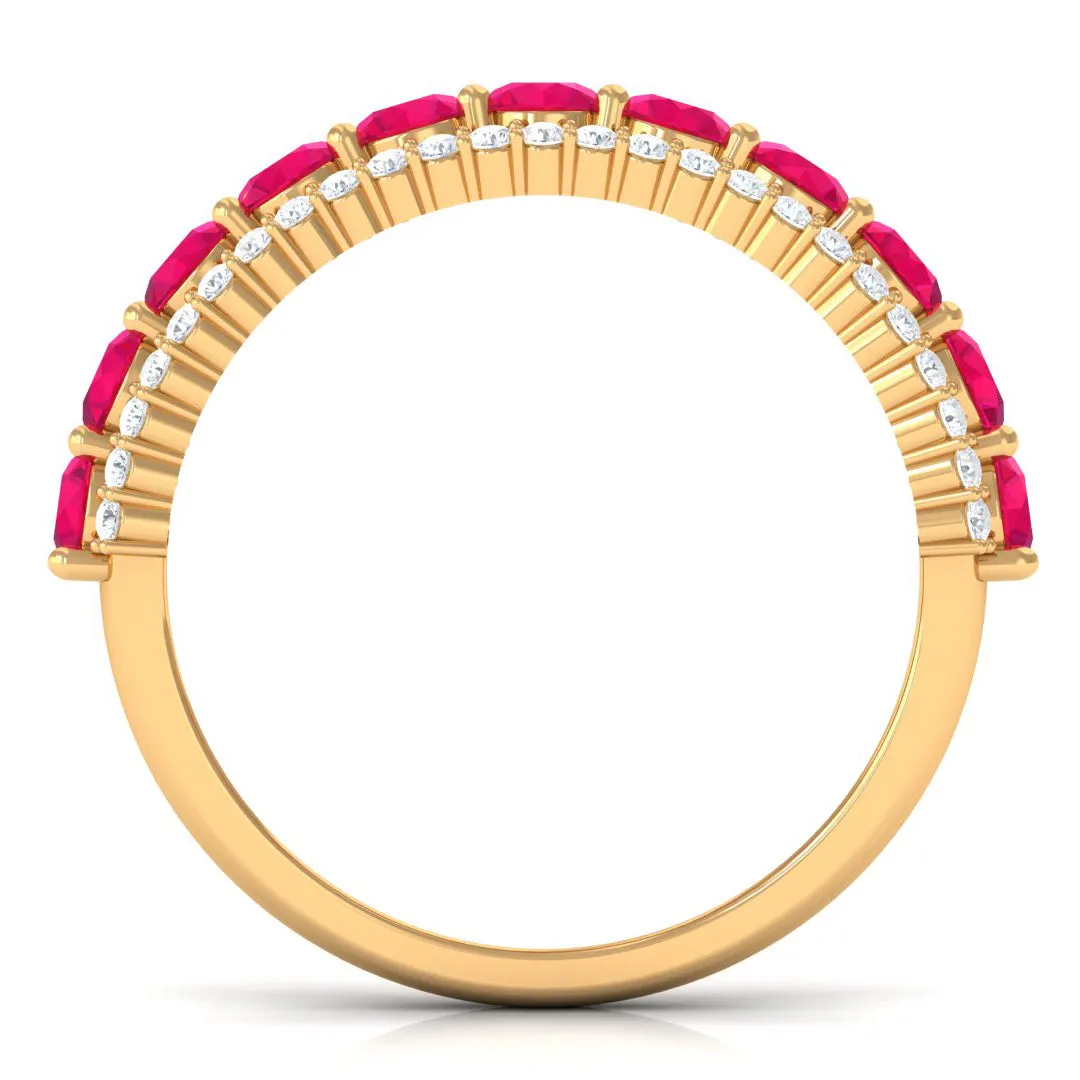 1.50 CT Ruby and Diamond Semi Eternity Ring