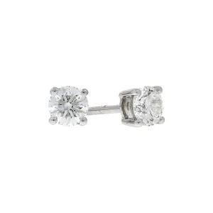 18ct white gold 4 claw solitaire diamond earrings