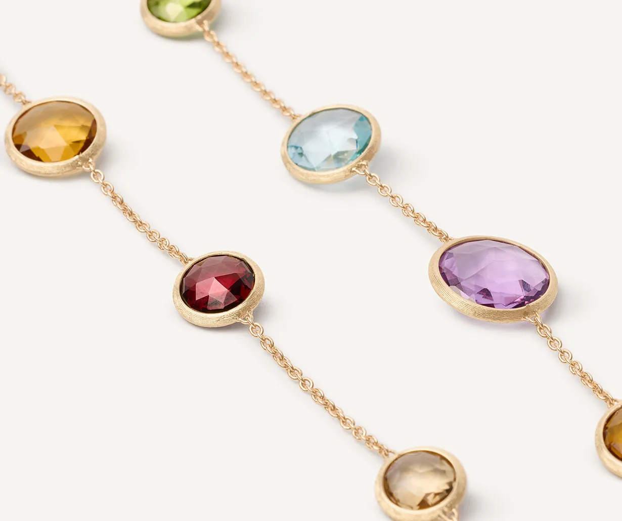18K Yellow Gold Long Gemstone Necklace