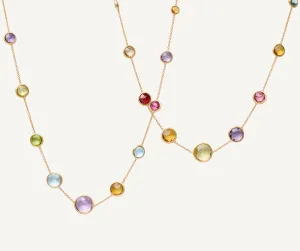 18K Yellow Gold Long Gemstone Necklace