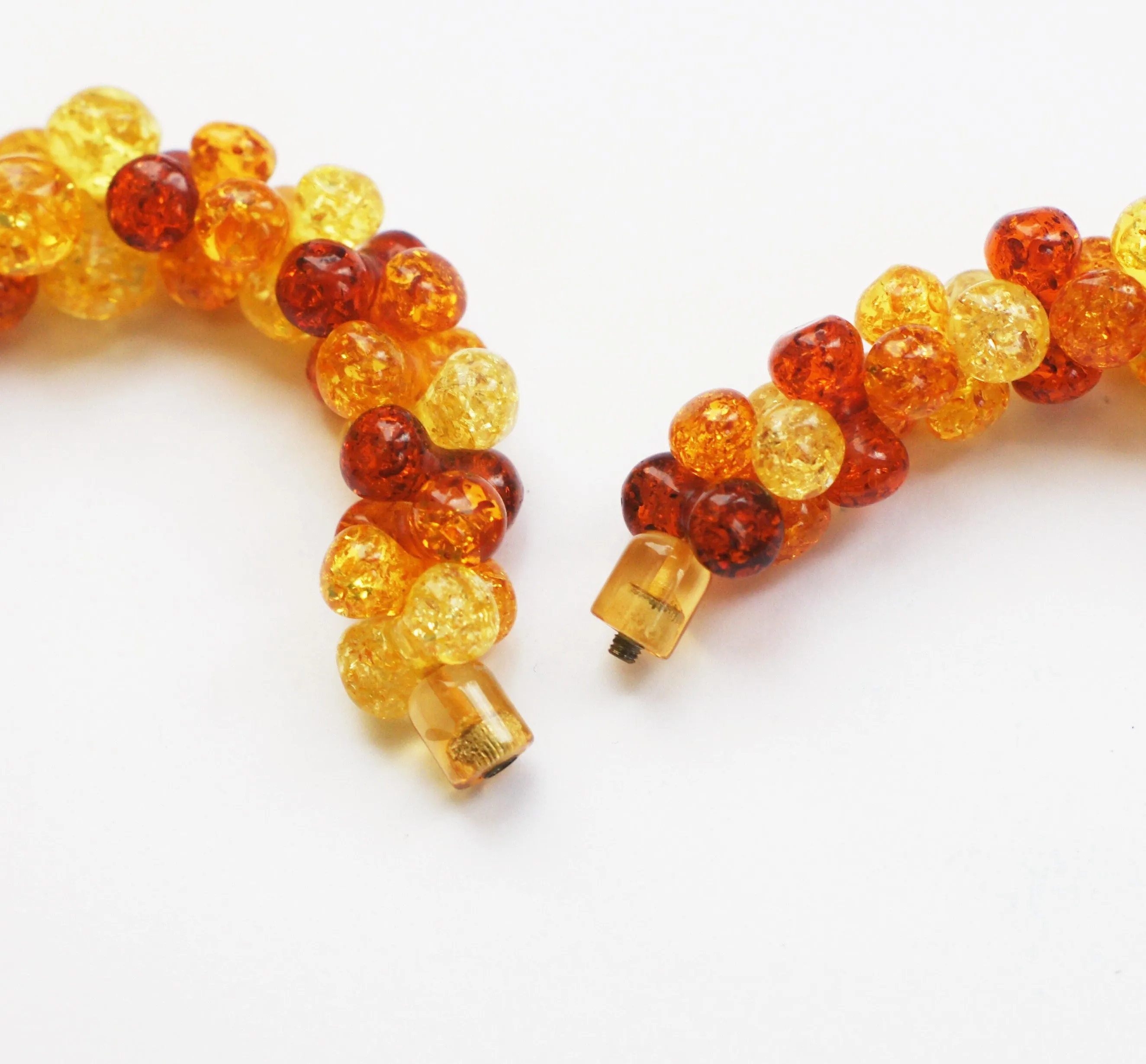1980s Vintage Resin Necklace, Red, Orange
