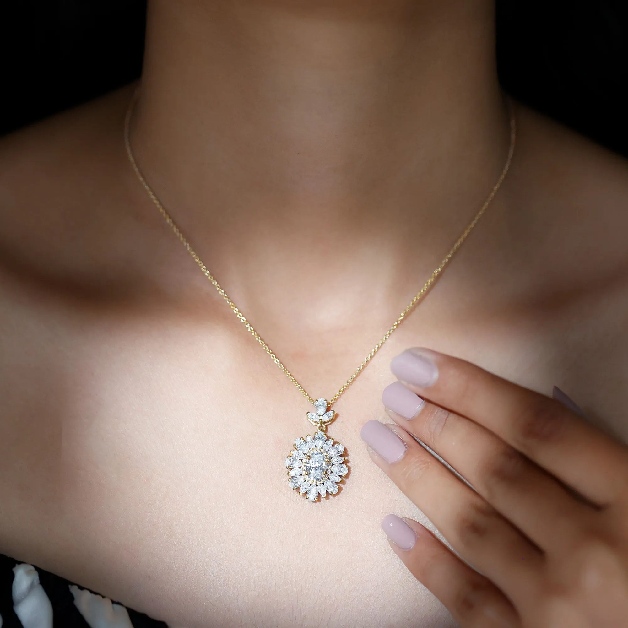 3.75 CT Certified Moissanite Bridal Pendant in Gold