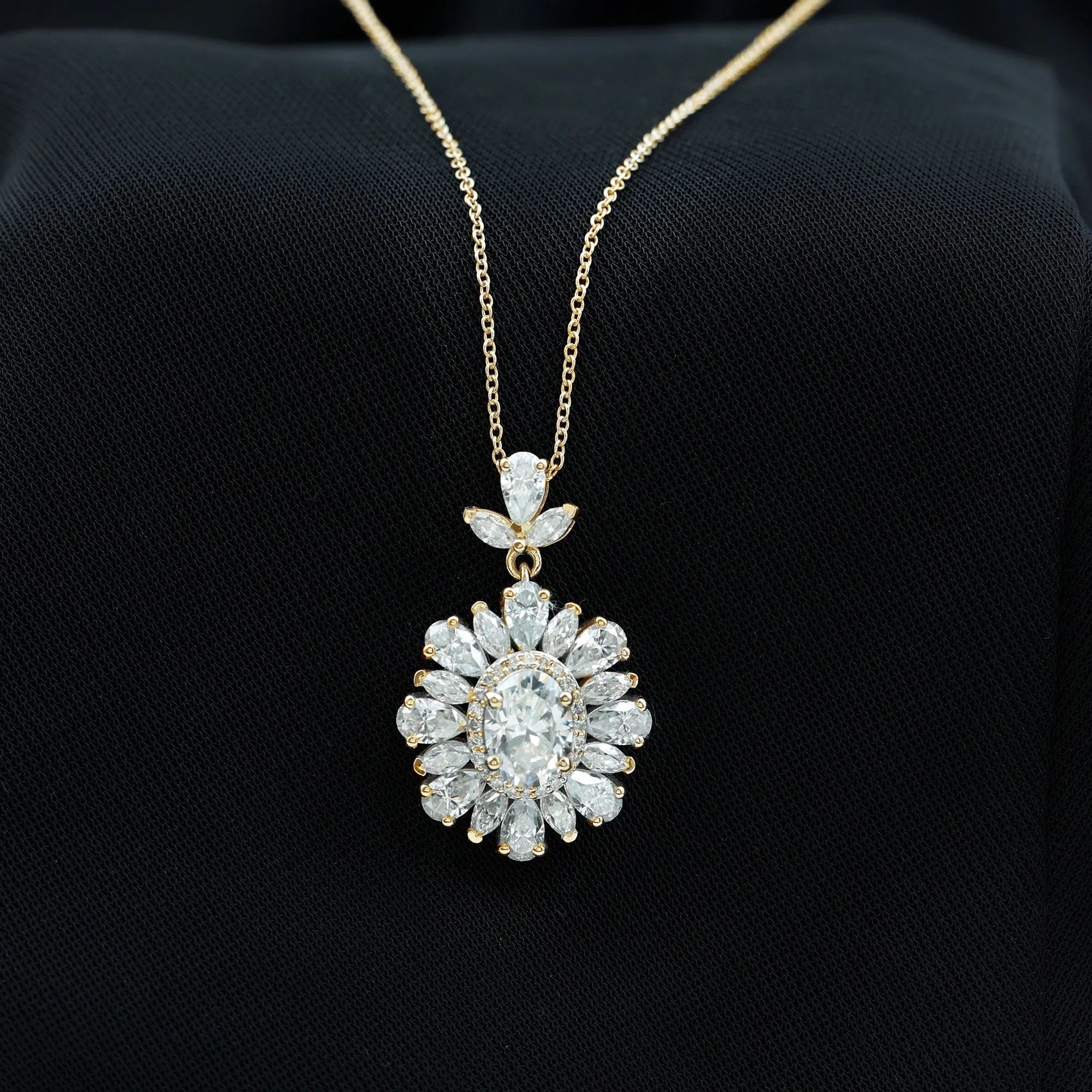 3.75 CT Certified Moissanite Bridal Pendant in Gold