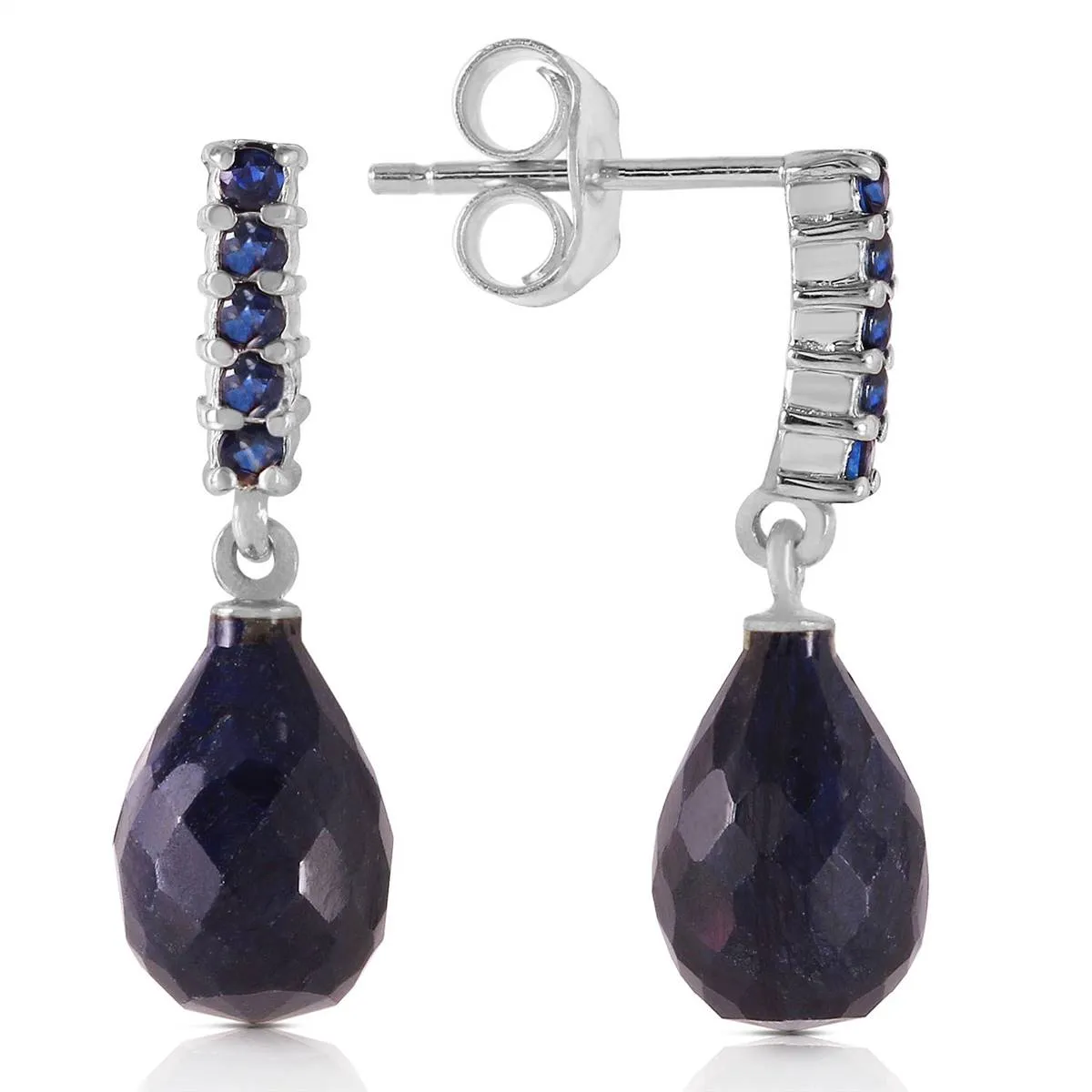 7 Carat 14K Solid White Gold Sapphire Earrings Briolette Dangling Sapph