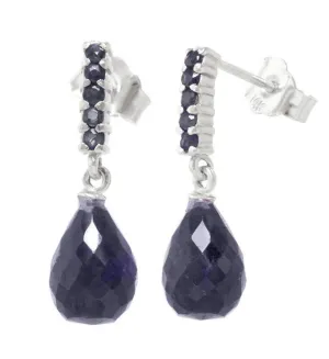 7 Carat 14K Solid White Gold Sapphire Earrings Briolette Dangling Sapph