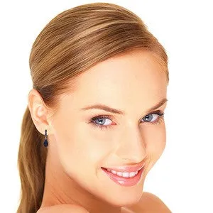 7 Carat 14K Solid White Gold Sapphire Earrings Briolette Dangling Sapph