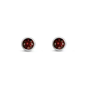 9ct White Gold 3mm Garnet Rubover Stud Earrings 0.25ct