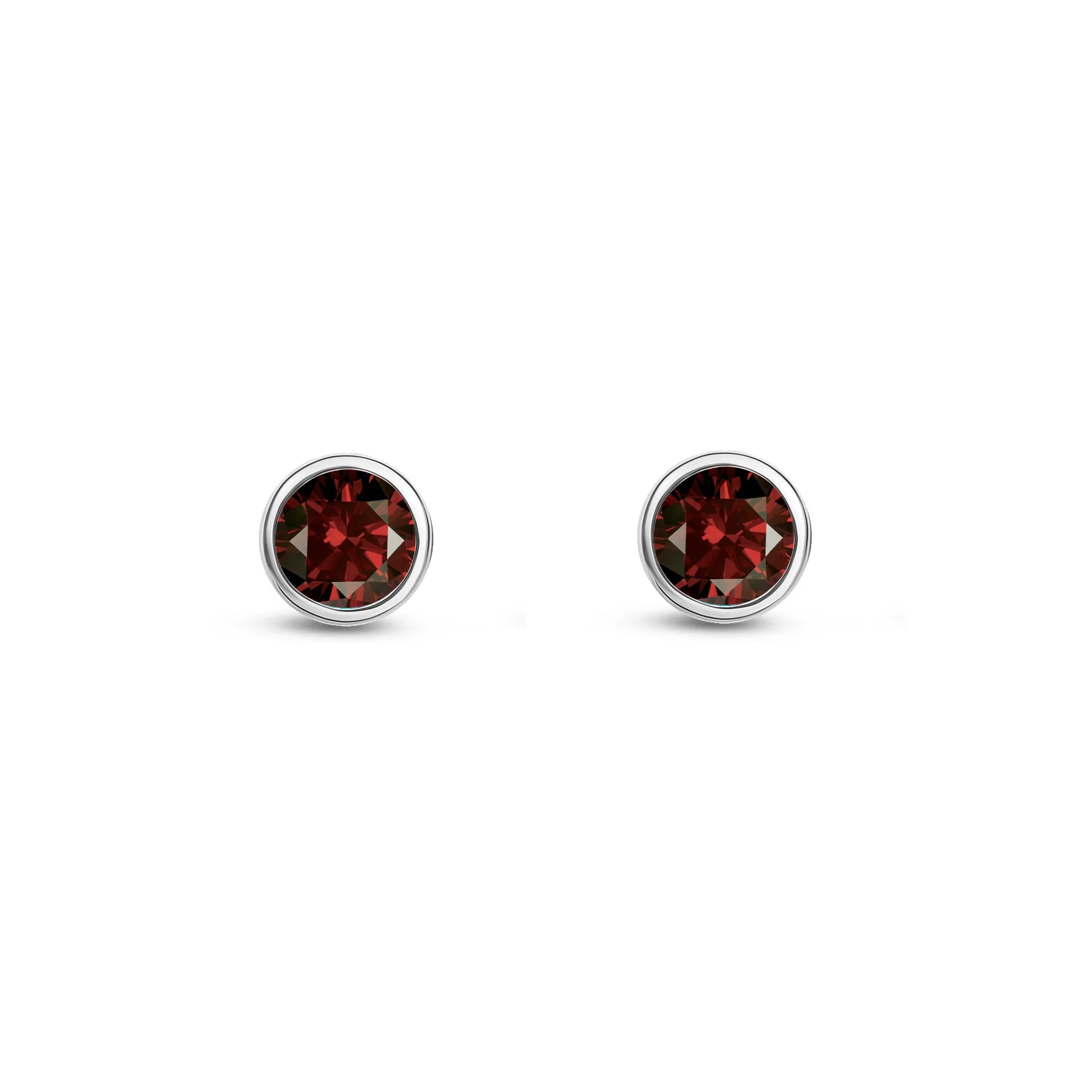 9ct White Gold 3mm Garnet Rubover Stud Earrings 0.25ct