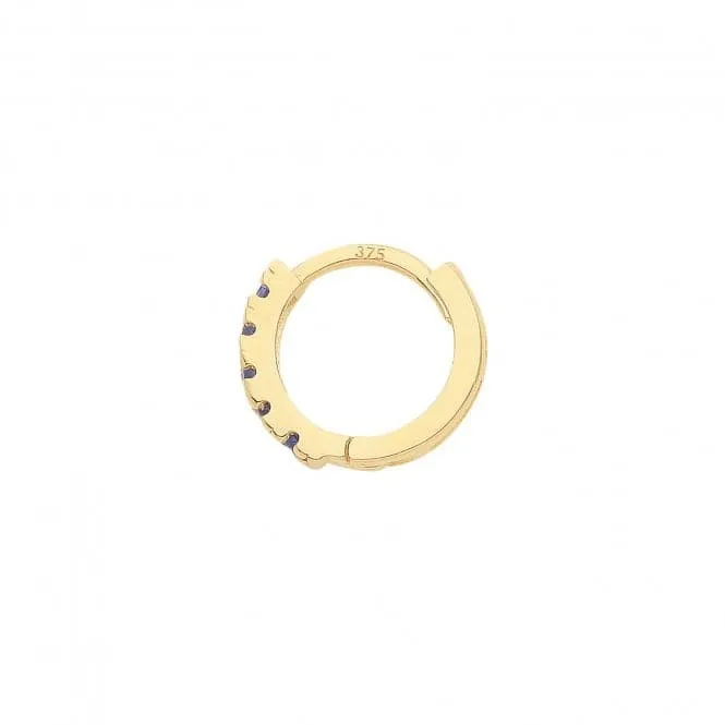 9ct Yellow Gold Sapphire Blue Zirconia Single Cartilage Huggies 7Mm ES1995S